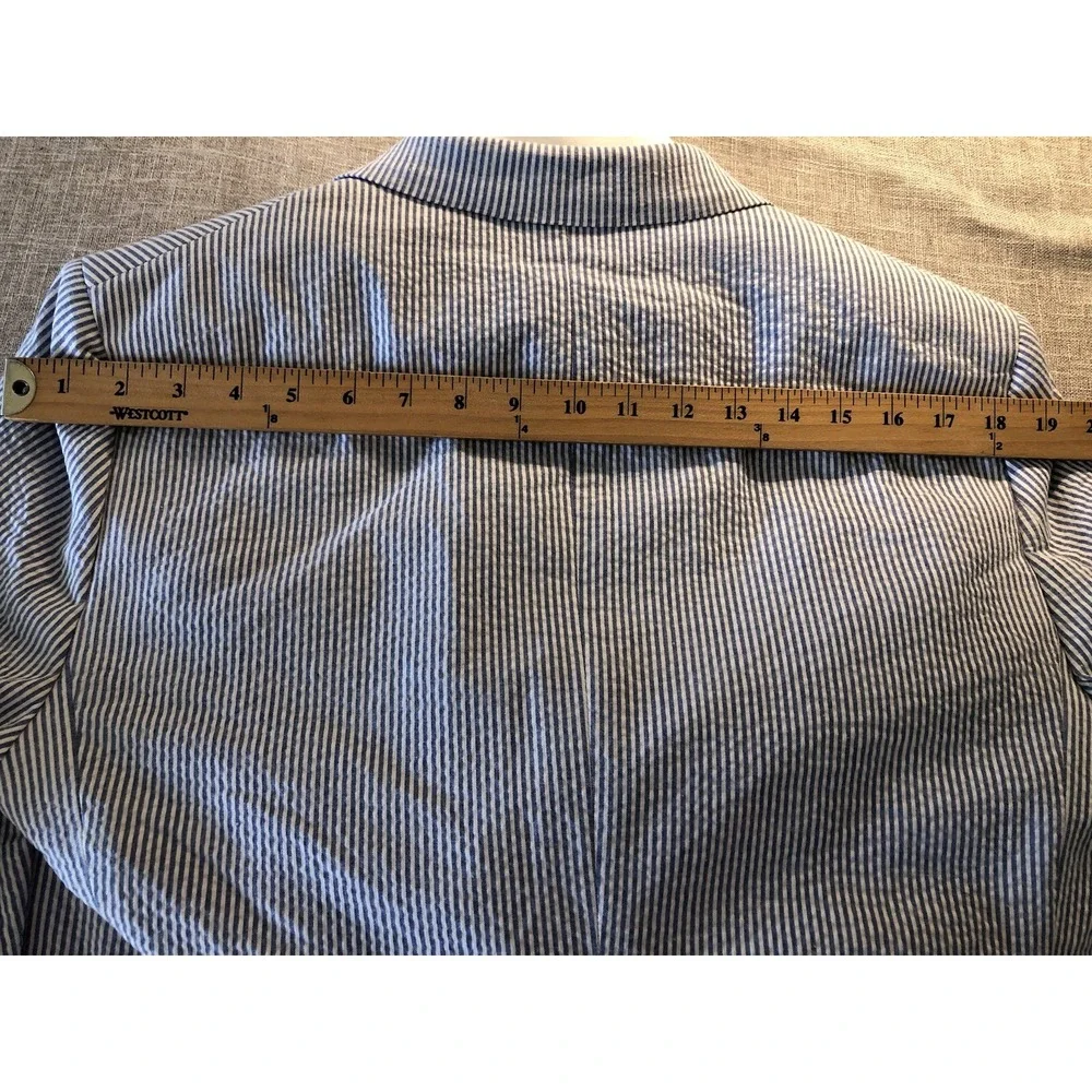 Nautica Blazer 38R Blue Stripe Cotton Seersucker Stretch Suit Coat Jacket w Tags
